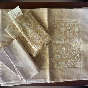 Vintage BUSATTI ITALY Cotton Linen Placemat Napkin set x 2